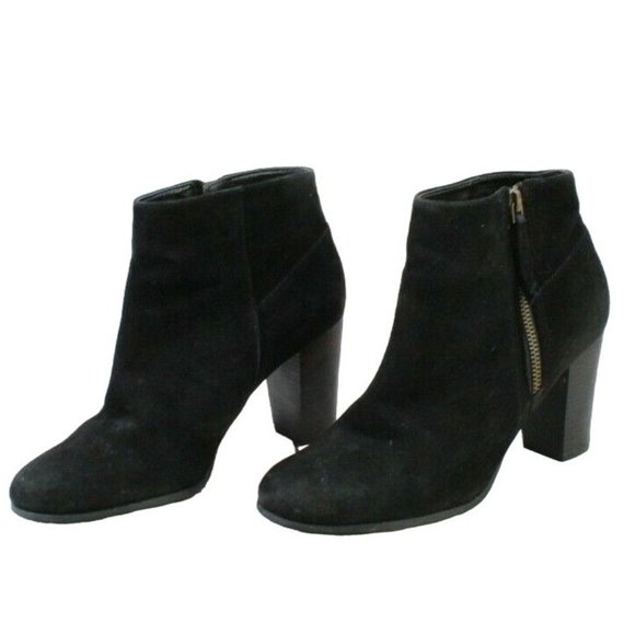 Cole Haan Shoes - Cole Haan Grand.0S Davenport Black Suede Side Zip Heeled Ankle Boots Size 8 B